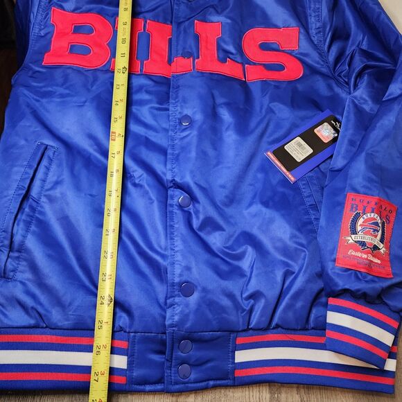 Buffalo Bills Jacket Varsity Satin Bomber Button Mens Medium NFL Team Apparel - Picture 8 of 10
